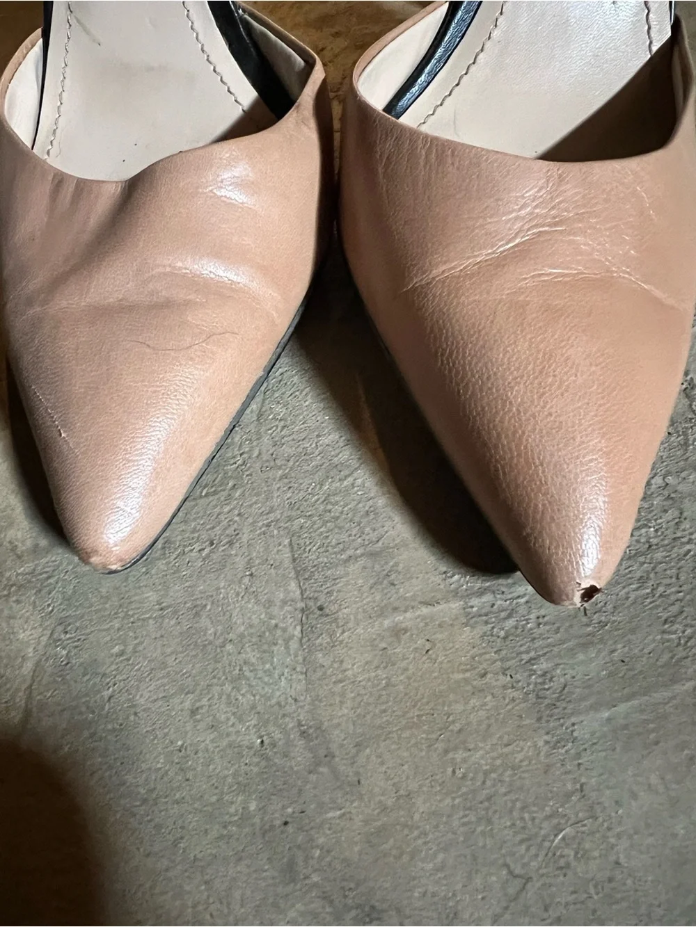 BCBGeneration Black & Blush Pointed-Toe Ankle-Strap Heels